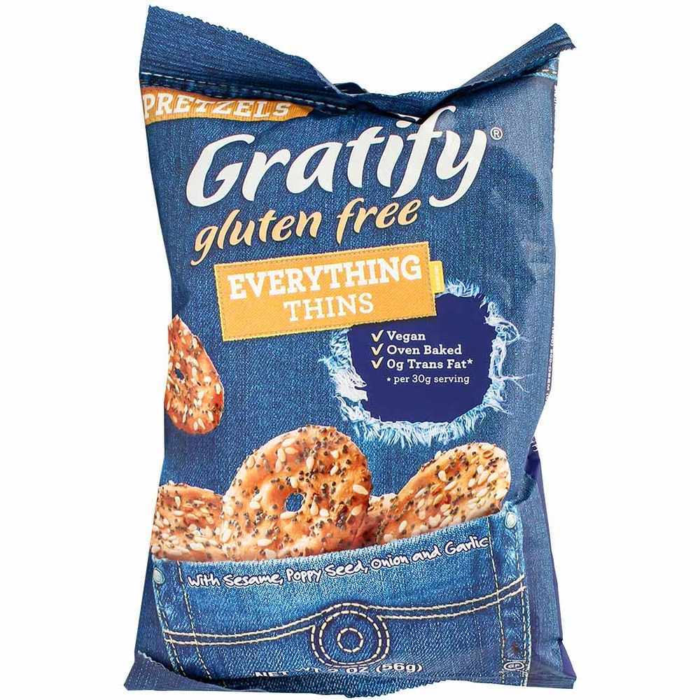 Grafity Gluten Free Pretzel Thins, Everything, 2 Oz