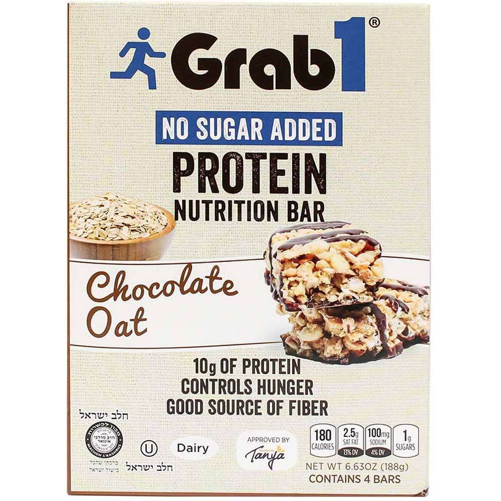 Grab 1 No Sugar Added Chocolate Oat Protein Nutrition Bar (Dairy), 6.63 Oz