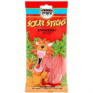 Paskesz Sour Sticks Strawberry Flavored Candy Sticks, 3.5 Oz