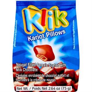Klik Kariot Pillows Nougat Filled Cereals Coated With Milk Chocolate, 2.6 Oz