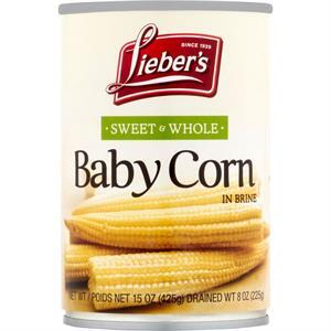 Lieber's Sweet Whole Baby Corn In Brine, 15 Oz