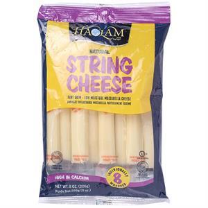 Haolam 100% Natural String Cheese Part Skim Low Moisture Mozzarella Cheese 6 Oz, 6 Ct