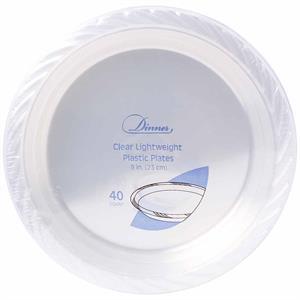Kitchen Collection 9" Clear Lightweight Plastic Plate, 40 Ct