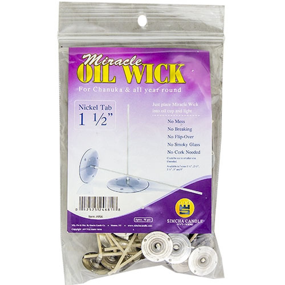 Simcha Candle Miracle Oil Wick 1 1/2" Large Tab, 50 Pc