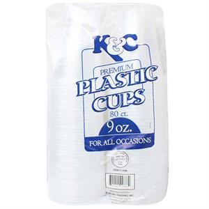 K&C 9 Oz Premium Plastic Cups, 80 Ct