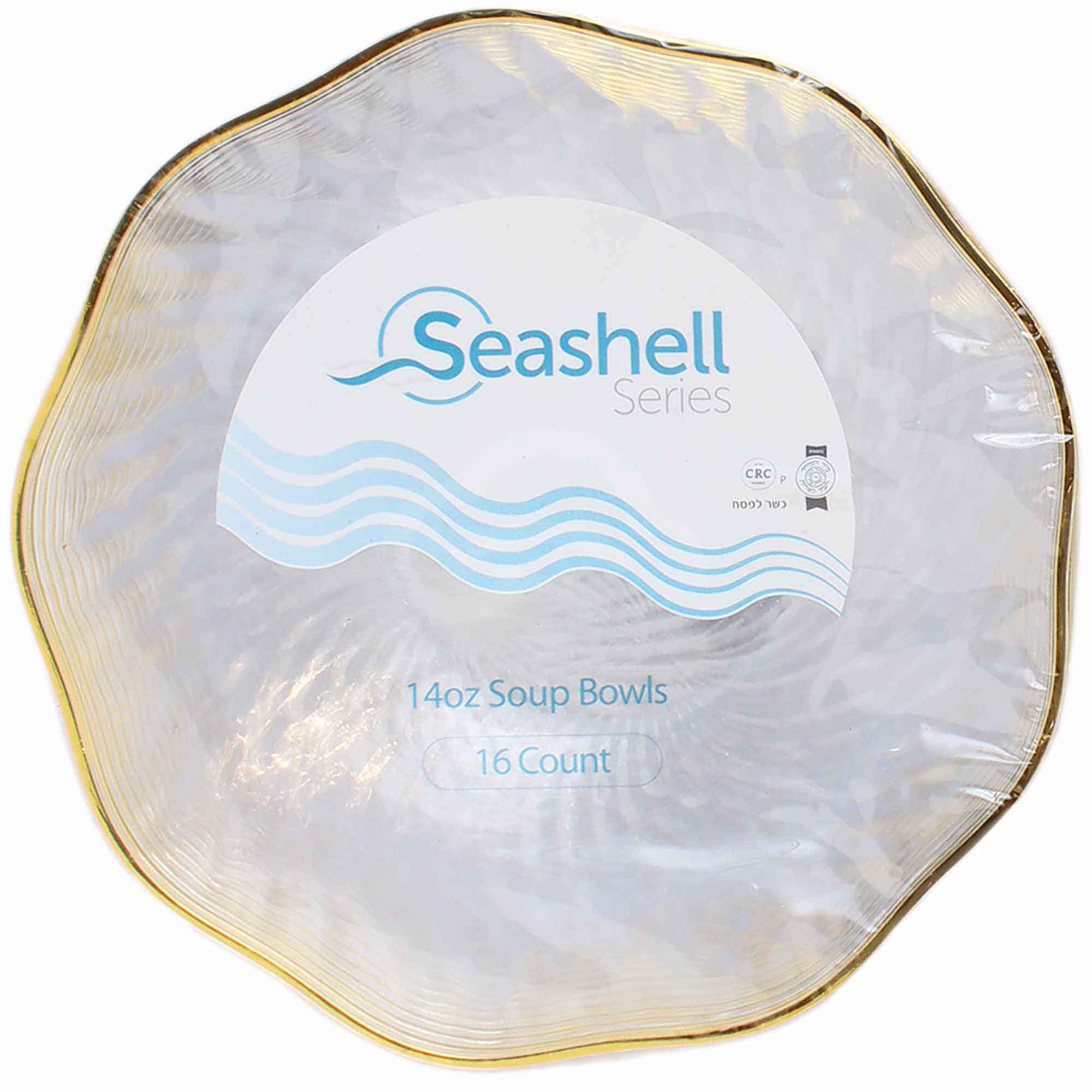 Fabulous Seashell Bowls 14Oz Clear/Gold, 16 Ct